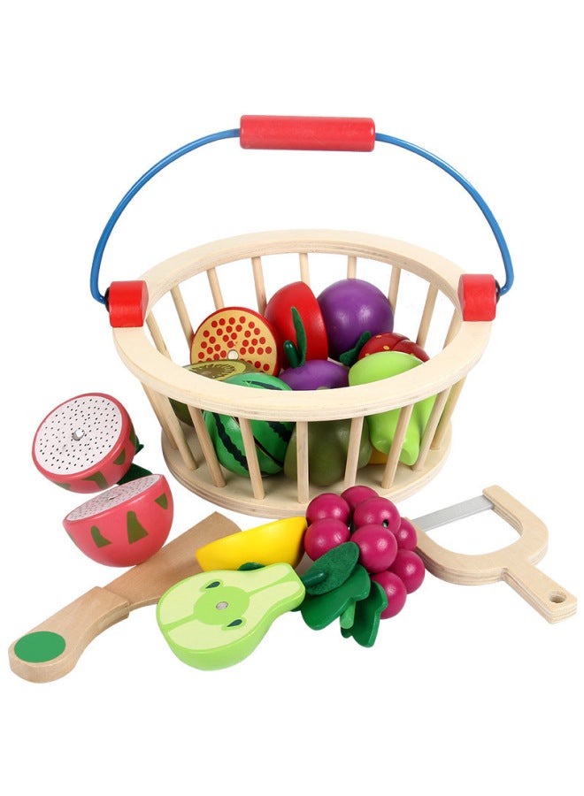 Children's Wooden Magnetic Fruit Cutting Toy Fruit And Vegetable Cutting Music Boys And Girls Simulation Play House Kitchen Toy-Color:SSG-10 Piece Vegetable And Meat Set - Image 2