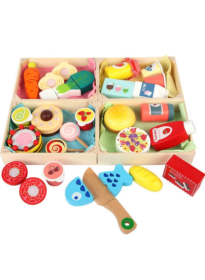 Children's Wooden Magnetic Fruit Cutting Toy Fruit And Vegetable Cutting Music Boys And Girls Simulation Play House Kitchen Toy-Color:SSG-10 Piece Vegetable And Meat Set - Image 3