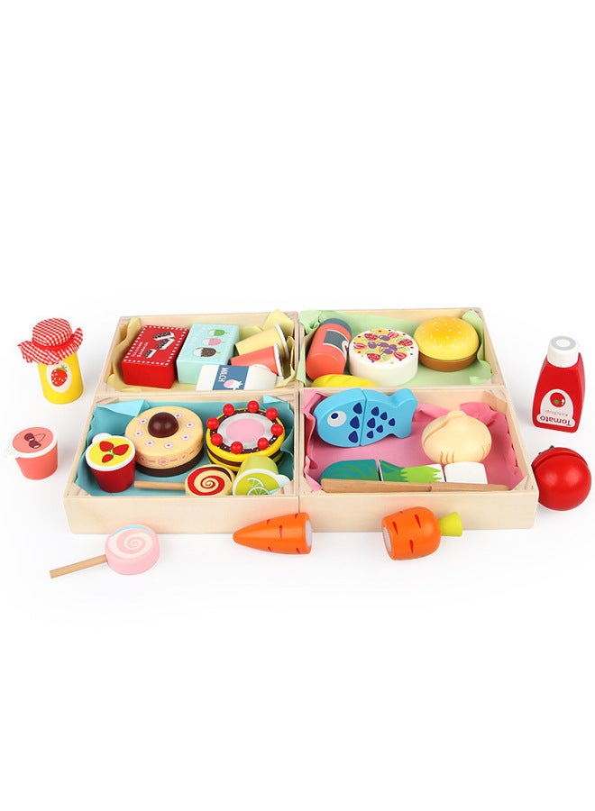 Children's Wooden Magnetic Fruit Cutting Toy Fruit And Vegetable Cutting Music Boys And Girls Simulation Play House Kitchen Toy-Color:SSG-10 Piece Vegetable And Meat Set - Image 5