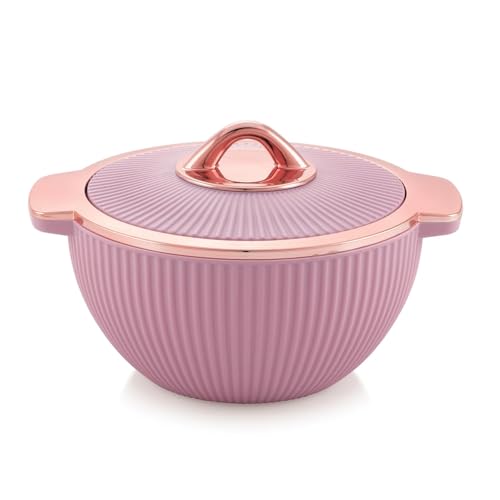 Liza Froyo Stainless Steel Insulated Casserole with Lid 740ml | Round PU Insulated Inner Steel Casserole | Metalizing Knob & Confident Grip Handle | BPA Free Hot Pot for Roti Dal Rice | Pink - Image 1
