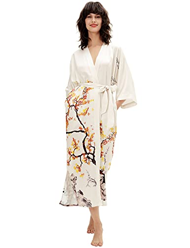 PRODESIGN Long Silky Sleepwear Gradient Watercolor Satin Nightgown Bathrobe - Image 3