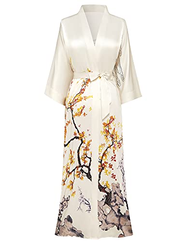 PRODESIGN Long Silky Sleepwear Gradient Watercolor Satin Nightgown Bathrobe - Image 1