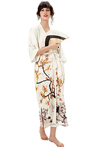 PRODESIGN Long Silky Sleepwear Gradient Watercolor Satin Nightgown Bathrobe - Image 4