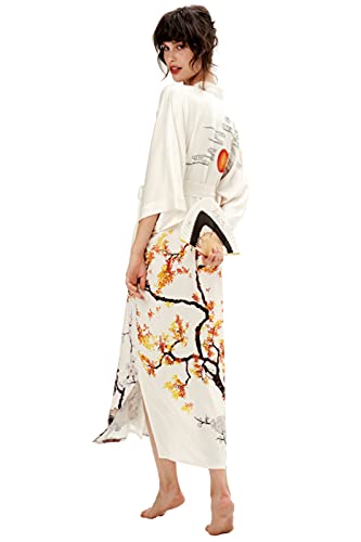 PRODESIGN Long Silky Sleepwear Gradient Watercolor Satin Nightgown Bathrobe - Image 5