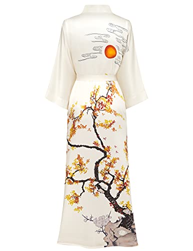 PRODESIGN Long Silky Sleepwear Gradient Watercolor Satin Nightgown Bathrobe - Image 2
