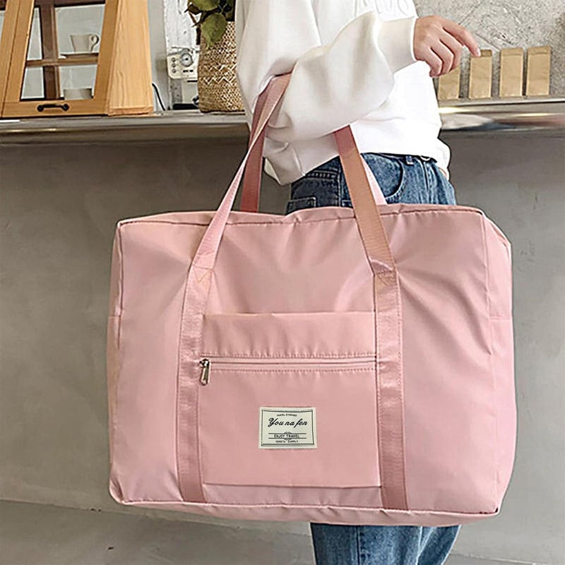 cheekyglo Foldable Travel Duffel Bag, Sports Tote Gym Bag, Carry On Luggage Bag, Gym Duffle Week-Ender Overnight Bag for Women and Girls (Pink) - Image 1