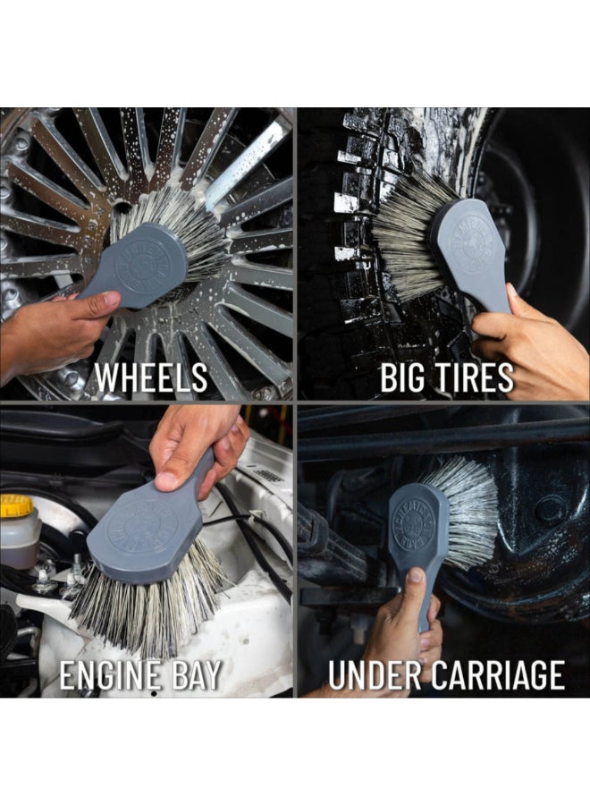 Chemical Guys Wheel Works Medium Duty Wheel and Body Brush Grey 11.99 x 8.26 x 24.13 cm 7000428 - Image 2