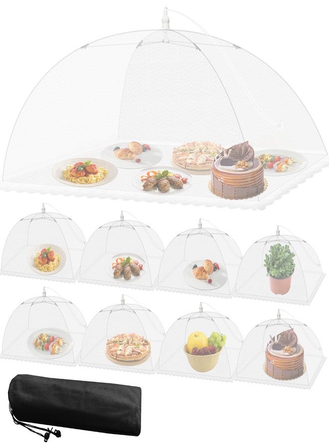 Niceyos Mesh Food Covers for Outside - 9 Pack Upgraded 1 Extra Large 40x24 in & 8 Large 17x17 in Food Tent Food Cover Outdoors Party Collapsible Picnic Nets Umbrella Mesh Screen Pop Up Food Dome (White) - Image 1