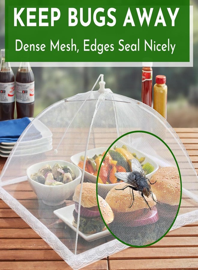 Niceyos Mesh Food Covers for Outside - 9 Pack Upgraded 1 Extra Large 40x24 in & 8 Large 17x17 in Food Tent Food Cover Outdoors Party Collapsible Picnic Nets Umbrella Mesh Screen Pop Up Food Dome (White) - Image 3