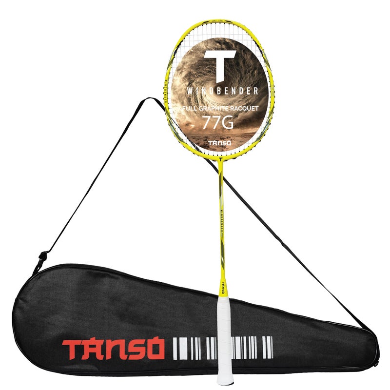 TANSO Windbender Full Graphite Ultra Light Weight Carbon Fibre Strung Badminton Racket (32 Lbs Tension, 680 mm Long, 77 Grams, Strung with Premium Strings and Full Racquet Cover) - Image 5