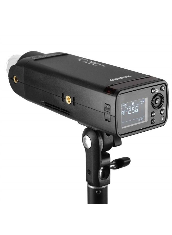 Godox AD200 Pro AD200Pro with BD-07 Barn Door Honeycomb Grid 4 Color Filter Kit, 200W 2.4G Flash Strobe, 1/8000 HSS, 500 Full Power Flashes, 0.01-2.1s Recycling, 2900mAh Battery
