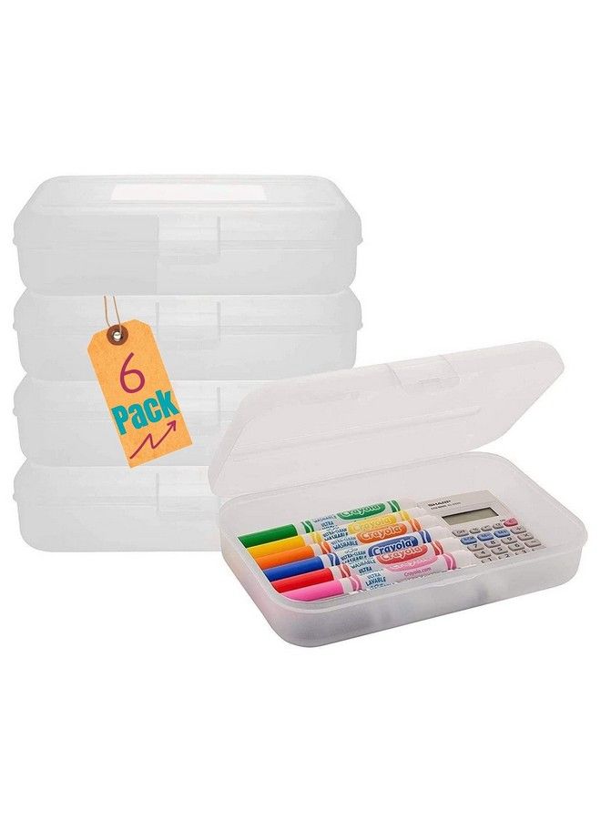 1InTheOffice Pencil Box Translucent Clear (6 Pack) - Image 2