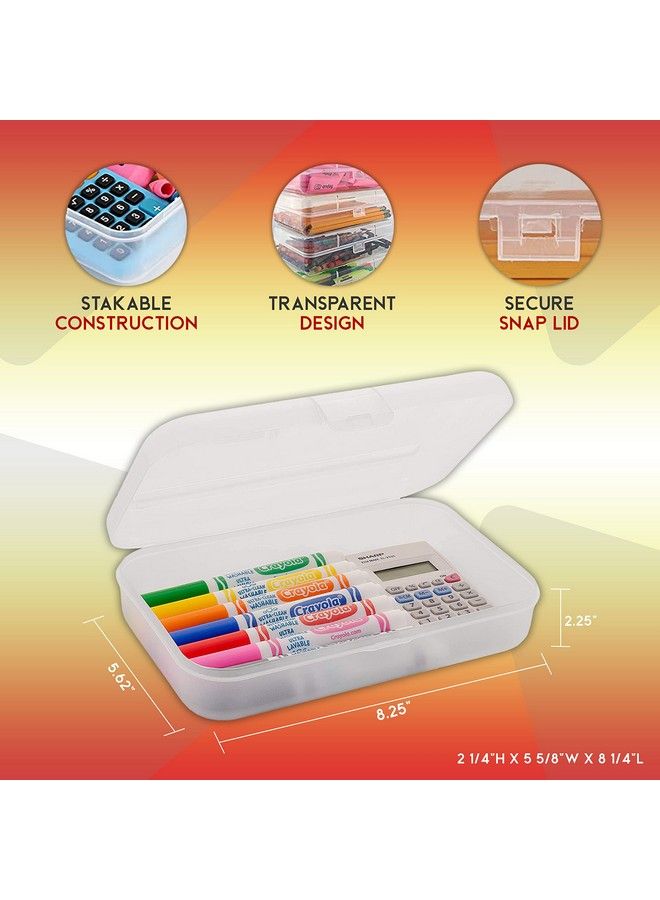 1InTheOffice Pencil Box Translucent Clear (6 Pack) - Image 4