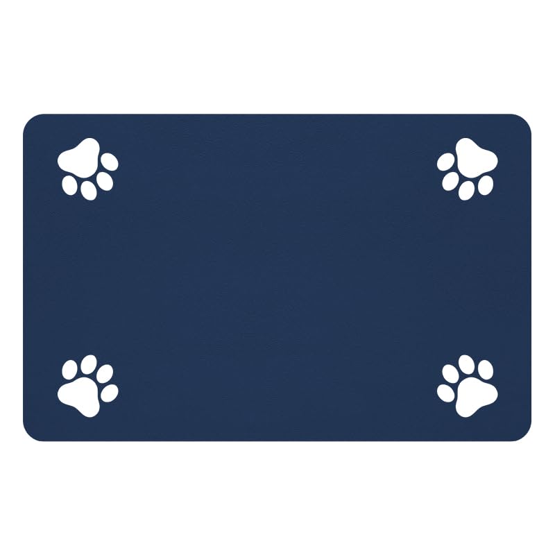 DK177 Pet Feeding Mat-Absorbent Pet Placemat for Food and Water Bowl, with Waterproof Rubber Backing, Quick Dry Water Dispenser Mat for Dog and Cat (20"x12", Navy Blue) - Image 1