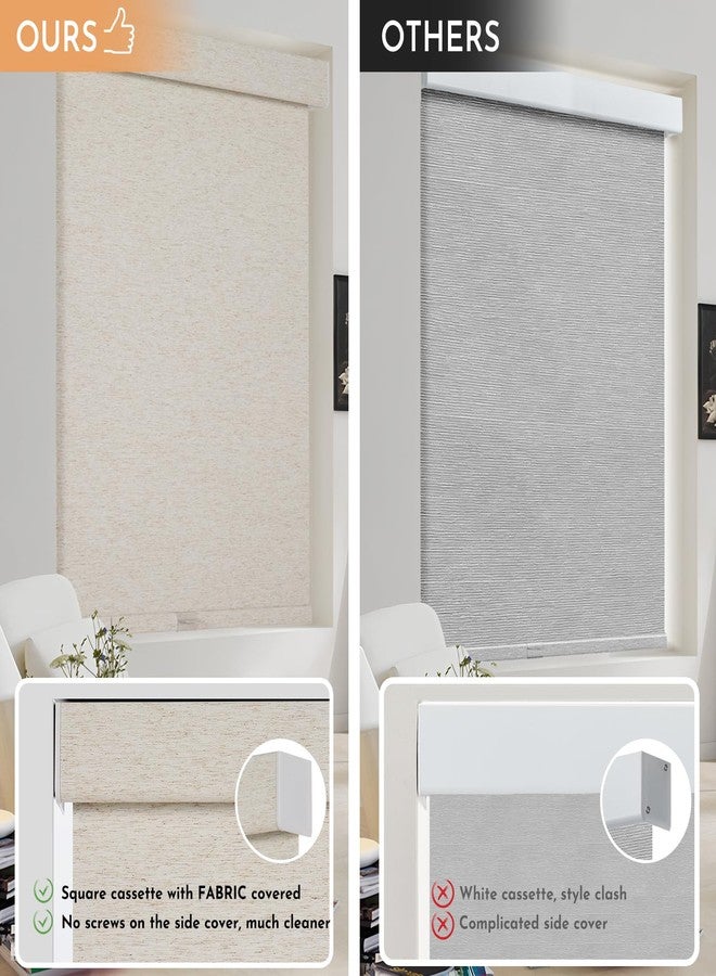 Persilux Blackout Roller Shades for Window Blinds,Cordless,Linen Fabric,Thermal Insulated Fabric UV Protection Shades for Home,Office,Bedroom,Door,Blackout-Cream,35" W X 72" H - Image 4