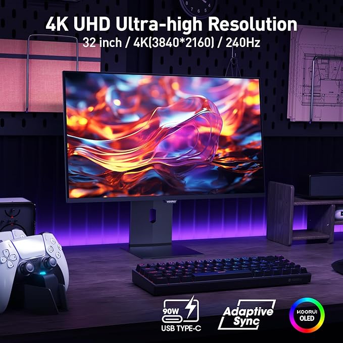 KOORUI 32 Inch 4K UHD QD-OLED Gaming Monitor 240Hz 0.03ms USB-C 90W - Image 2