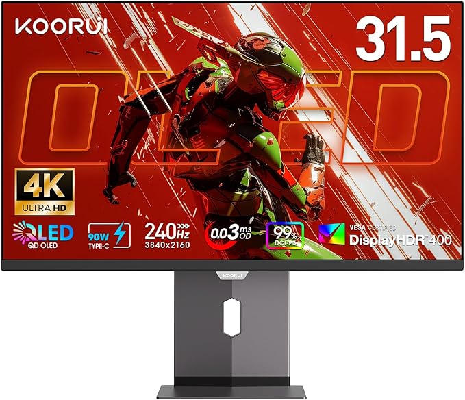 KOORUI 32 Inch 4K UHD QD-OLED Gaming Monitor 240Hz 0.03ms USB-C 90W - Image 1