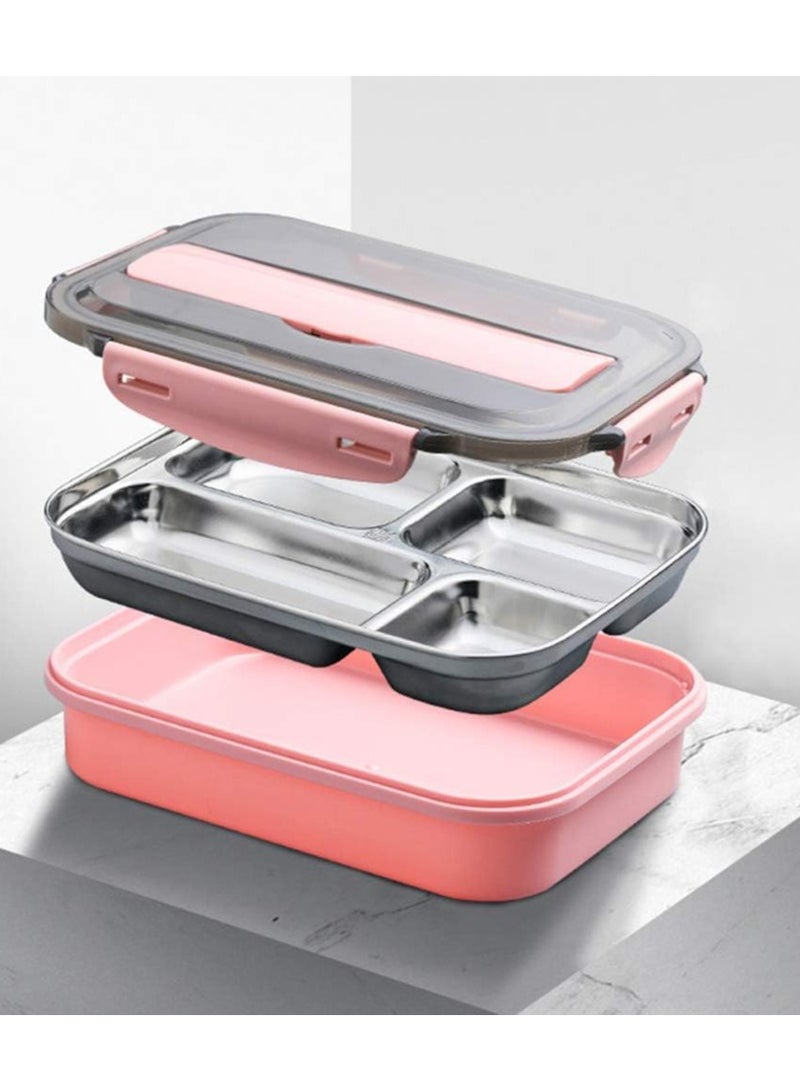 DubaiGallery 304 Stainless Steel Lunch Box, Portable Compartment Bento Box 1.3L Convenient Food Grade Removable Tight for Camping - Image 2