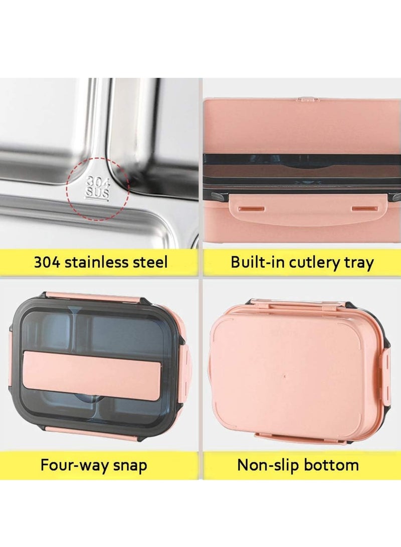 DubaiGallery 304 Stainless Steel Lunch Box, Portable Compartment Bento Box 1.3L Convenient Food Grade Removable Tight for Camping - Image 3
