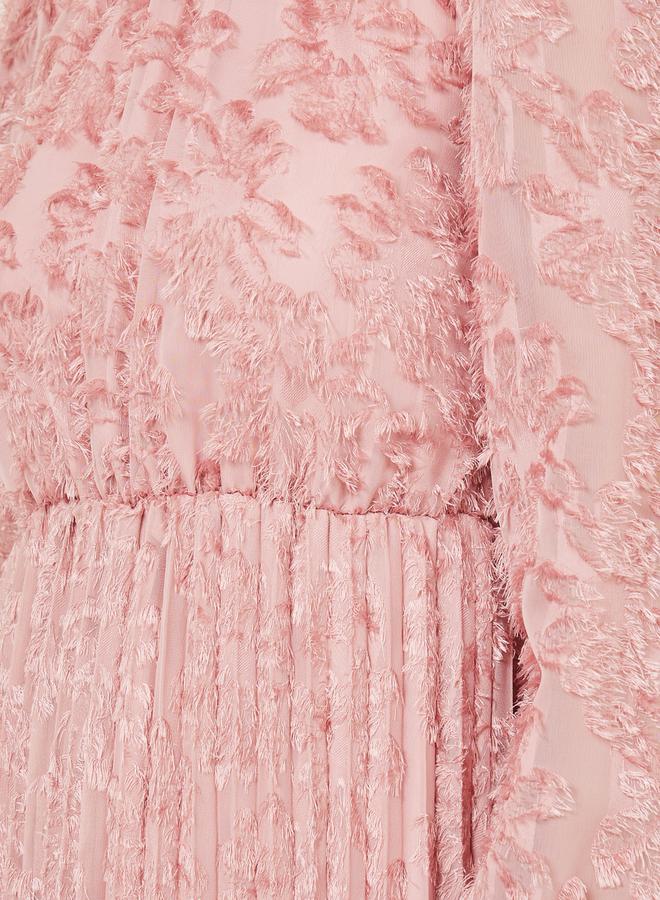 Styli Tassel Texture Pleated Detail A-Line Midi Dress  - Image 3