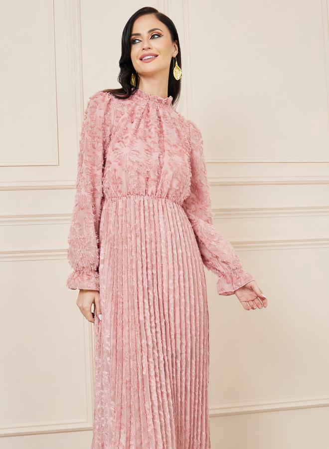 Styli Tassel Texture Pleated Detail A-Line Midi Dress  - Image 2