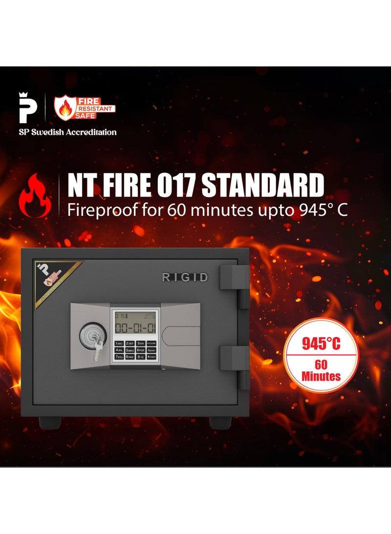 RIGID Fire Resistant Steel Safe with Digital & Key Lock, 40Kg  - Image 2