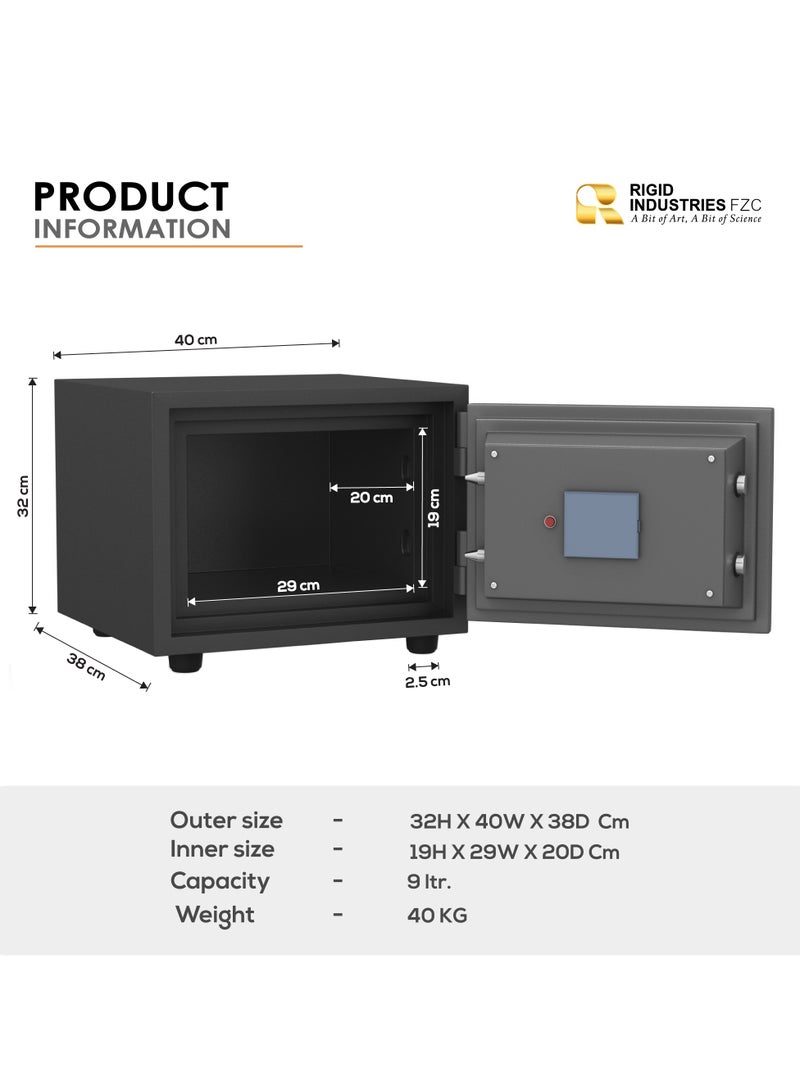 RIGID Fire Resistant Steel Safe with Digital & Key Lock, 40Kg  - Image 3