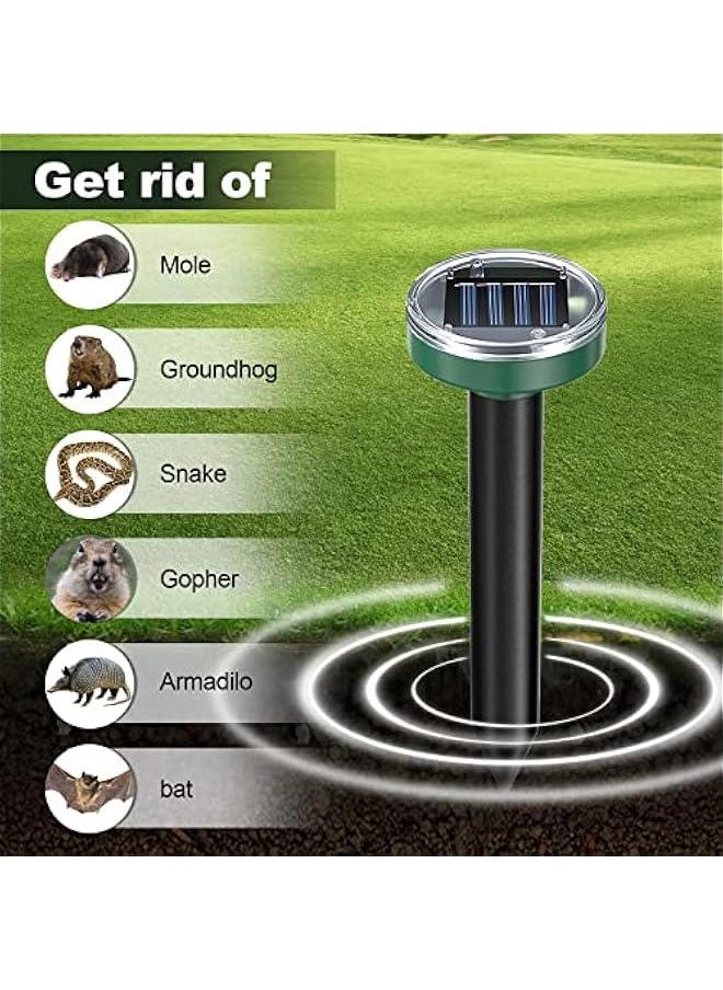 Generic - Mole Repellent Solar Powered Snake Repellent Ultrasonic, Gopher Repeller Sonic Mole Deterrent Spikes, Snake Gopher Mole Vole Repellent Outdoor for Lawn Garden & Yard, Groundhog Repellent (Green 4 PC - Image 1