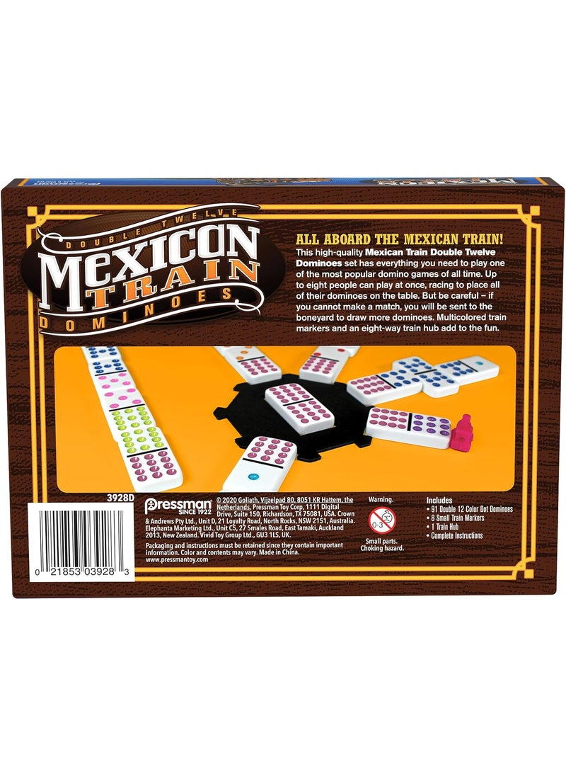 Pressman Mexican Train Dominoes  Beautiful Color Dot Double 12 Dominoes Set  Includes Train Markers and Hub by Pressman Multi Color 5  - Image 4