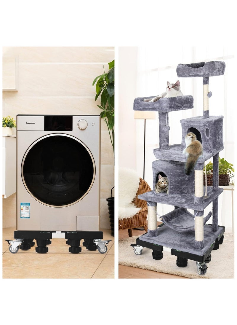 XICEN - Multi-functional Double Tube Washing Machine Base, Refrigerator Stand with Movable Roller,  8 Strong Feet & 4 Locking Rubber Swivel - Image 1