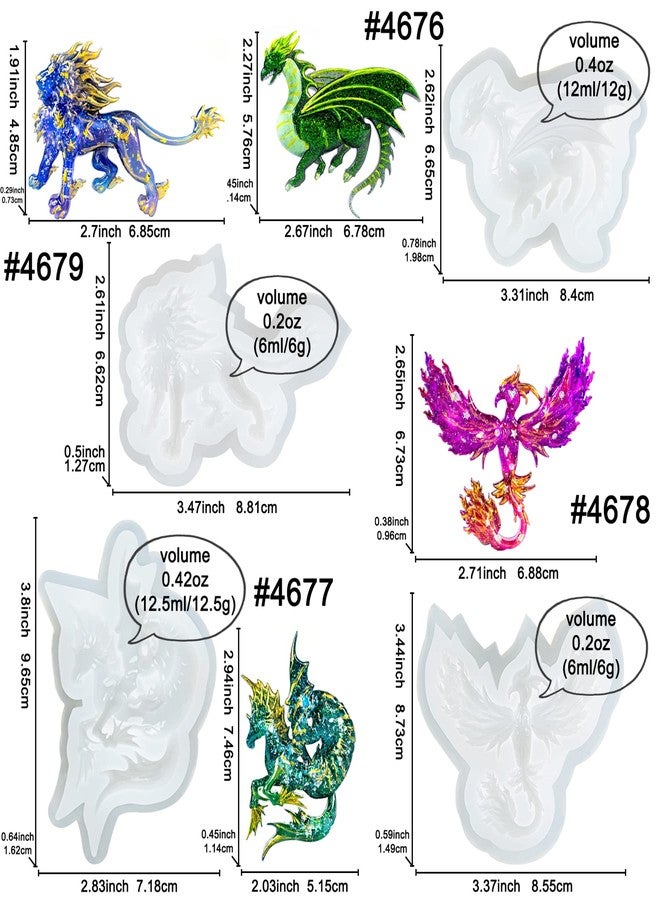 FUNSHOWCASE Fantasy Animal Silicone Molds Creature for Polymer Clay Craft, Sugarcraft Fondant Cake Decorationg, Epoxy Casting, UV Resin Jewelry Making - Image 2
