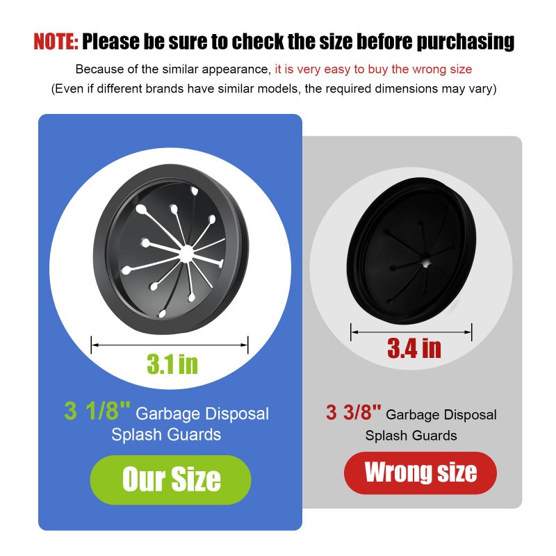 Dincerpen 2 Pcs Garbage Disposal Splash Guard, 3 1/8" Sink Rubber Guard for Garbage Disposal, Replacement Garbage Disposal Rubber Drain Insert Parts for Whirlaway, Waste King, and GE Models - Image 2