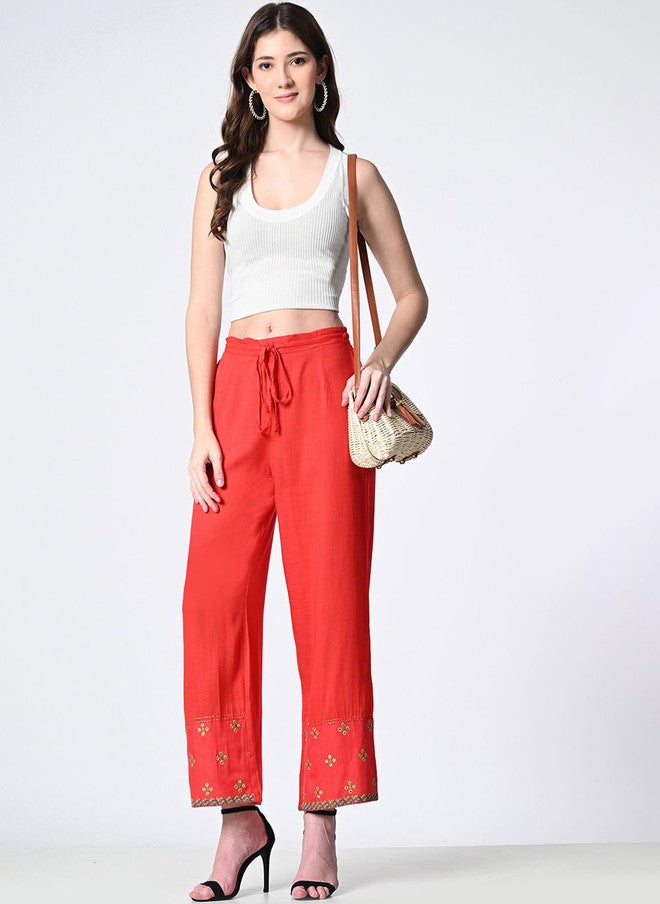 Rue Collection سروال نسائي محبوك باللون الأحمر - Image 4