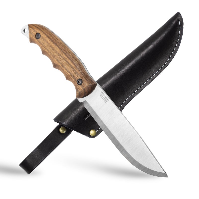 BPS Knives HK5 CSH  FullTang Camping Knife with Leather Sheath  Survival Tactical Utility Knife  Scandinavian Sharpened Carbon Steel