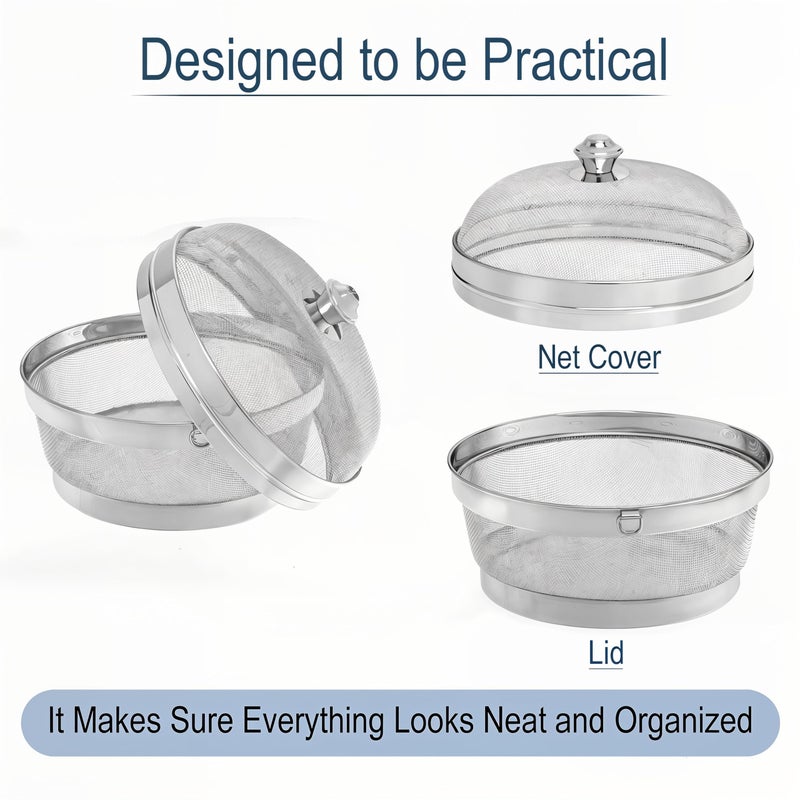 Kuber Industries Stainless Steel Fruit Basket for Dining Table With Net Cover & Lid - Vegetable Organizer Bowl Storage/Holder for Kitchen - Image 5