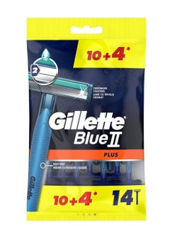 Gillette Blue II Plus Disposable Razor, 14 Count 10+4 Count  - Image 1