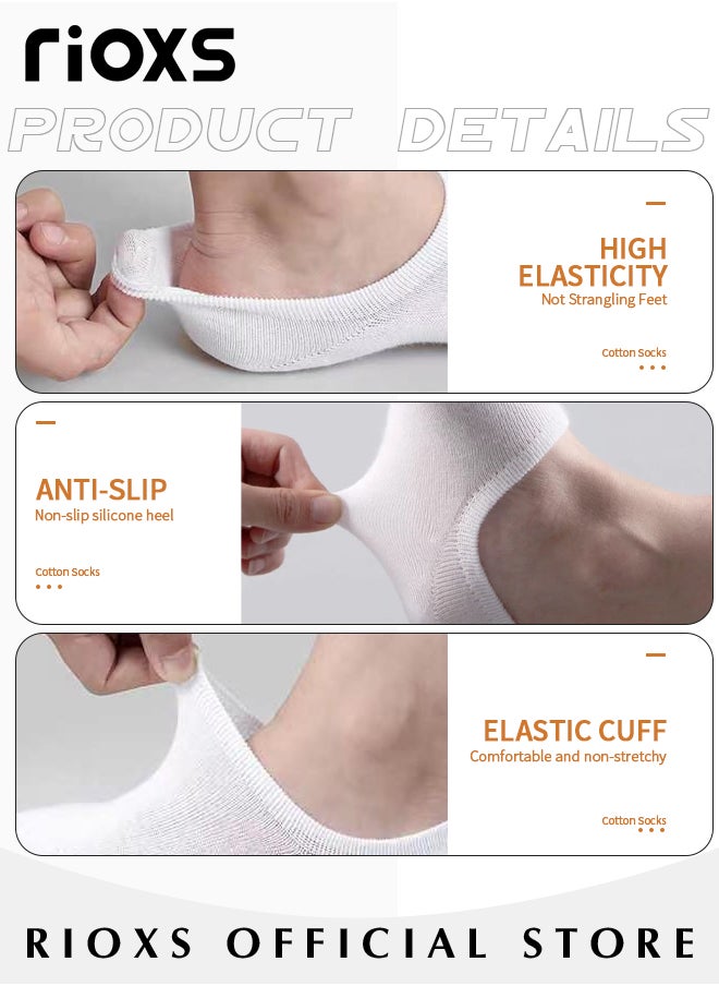 RIOXS - No Show Socks Set with 3 Basic Colors, 6 Pairs of Low-cut Liners Socks, Anti-slid Invisible Socks, High-quality Athletic Socks, Easy to Match Different Kinds of Shoes - Image 1