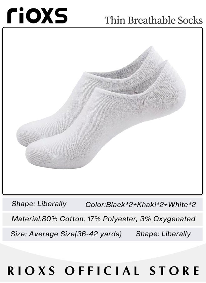 RIOXS - No Show Socks Set with 3 Basic Colors, 6 Pairs of Low-cut Liners Socks, Anti-slid Invisible Socks, High-quality Athletic Socks, Easy to Match Different Kinds of Shoes - Image 1