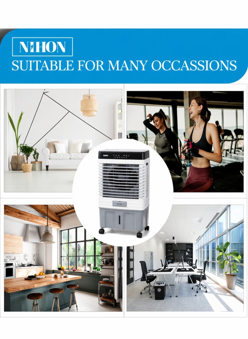 Nihon YJF-140R 100L Air Cooler – High Power 280W Evaporative Cooler with 16200m³/h Airflow, Portable Desert Air Cooler for Home, Office & Commercial Use - Image 5