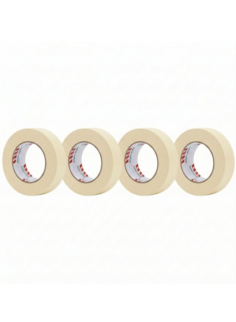 Hitex Masking Tape | 1 Inch | Pack of 4 – Multi Surface Painter’s Tape for Carpentry, Labelling & Painting | Clean Peel, No Residue, Strong Adhesion for Wood, Wall, Glass & Metal - Image 1
