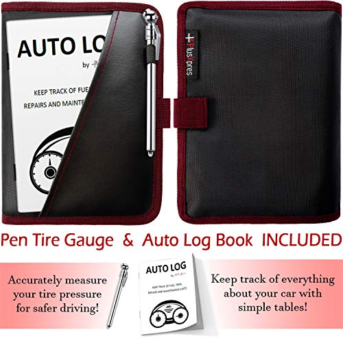 PlusXpres Glove Box Compartment Organizer - Car Document Holder - Owner Manual Case Pouch - Vehicle Storage Wallet for Registration & Insurance Card - Premium Auto Paperwork Holder - Log Book included - Red - Image 2