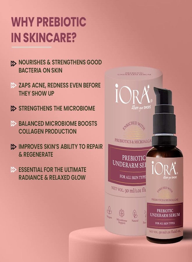 iORA Prebiotic Underarm Serum- 30ml | Brightens, reduces pigmentation & controls odor for dark underarms | Enriched with Neem, Green Tea, Licorice & essential oils | For Men & Women - Image 2