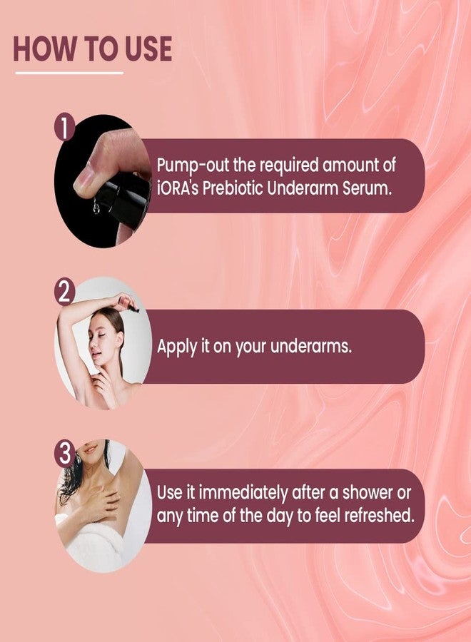 iORA Prebiotic Underarm Serum- 30ml | Brightens, reduces pigmentation & controls odor for dark underarms | Enriched with Neem, Green Tea, Licorice & essential oils | For Men & Women - Image 3