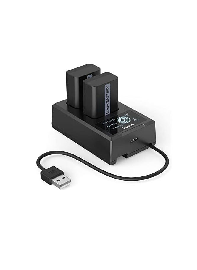 SmallRig NP-FW50 Camera Battery Charger Set for Sony ZV-E10, A6400, A7, A7 II | Double Slot NP-FW50 Battery Charger | 1030mAh Rechargeable Batteries - Image 1