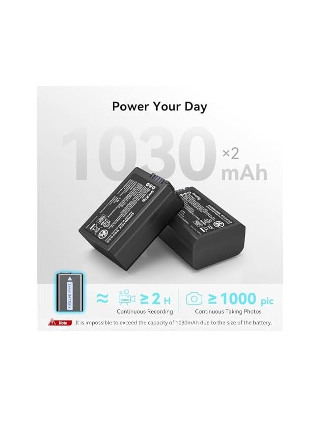 SmallRig NP-FW50 Camera Battery Charger Set for Sony ZV-E10, A6400, A7, A7 II | Double Slot NP-FW50 Battery Charger | 1030mAh Rechargeable Batteries - Image 2