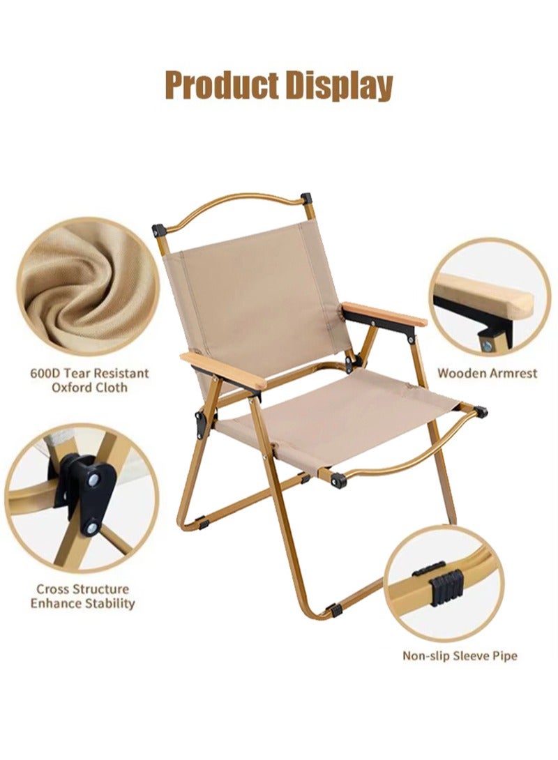 إيه جي دي كرسي تخييم مريح للأنشطة الخارجية، قابل للطي بمسند للظهر والذراعين، أسود/ذهبي - Image 5