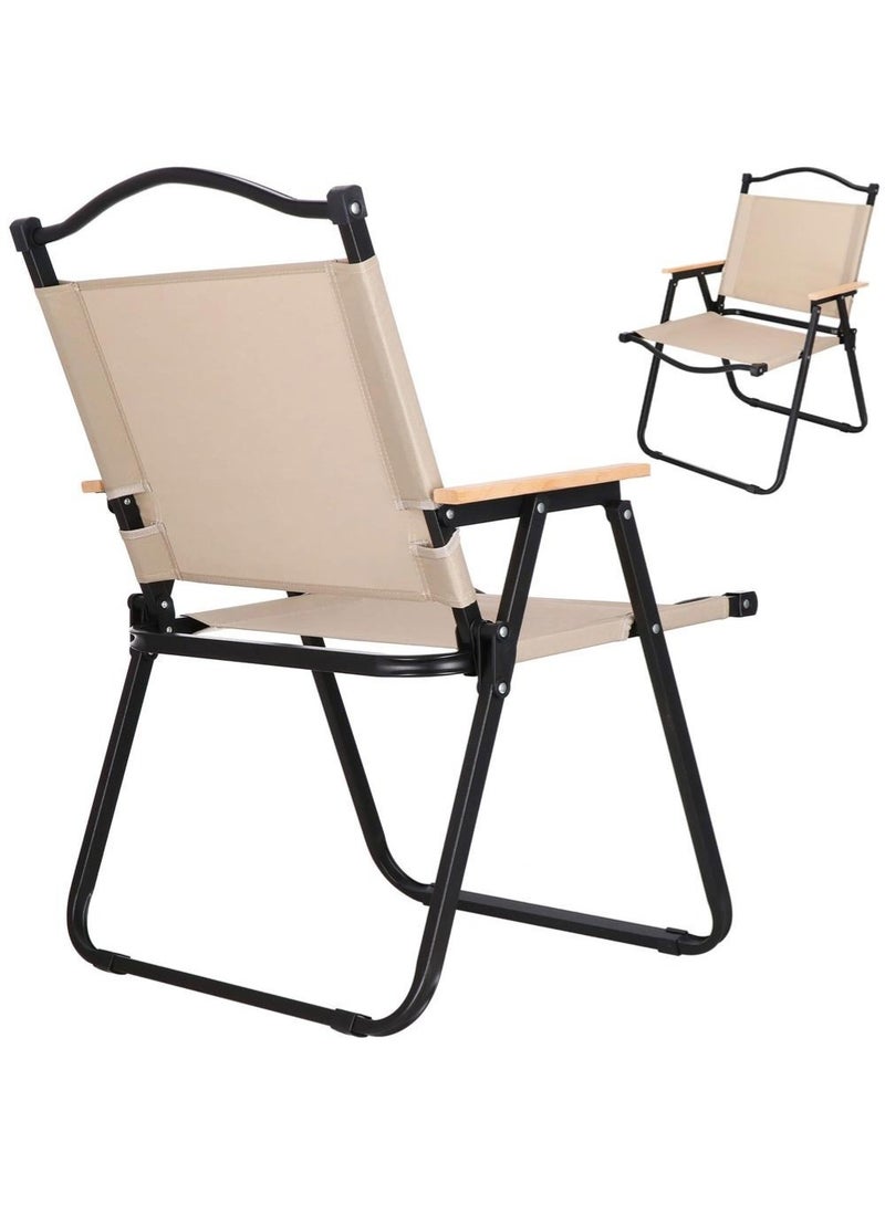 إيه جي دي كرسي تخييم مريح للأنشطة الخارجية، قابل للطي بمسند للظهر والذراعين، أسود/ذهبي - Image 2