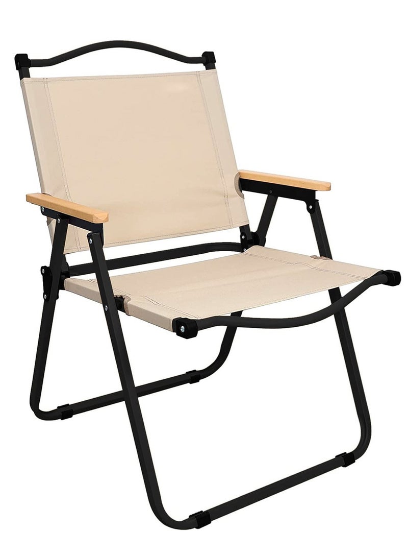 إيه جي دي كرسي تخييم مريح للأنشطة الخارجية، قابل للطي بمسند للظهر والذراعين، أسود/ذهبي - Image 3