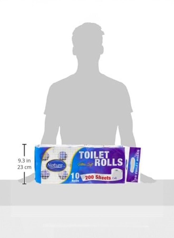 Nature ورق تواليت 200 ورقة × 2 طبقة عبوة من 10 أبيض - Image 3
