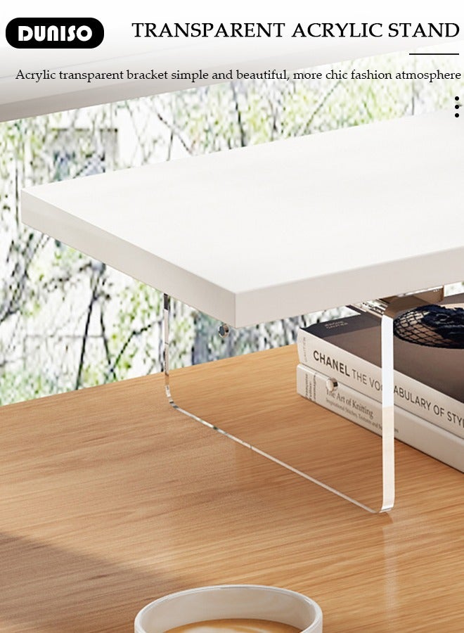 DUNISO Monitor Stand Riser, Acrylic Material Desktop Organizer Stand, Durable Desktop Shelf for Relieve Cervical Fatigue, Multipurpose Desktop Stands Organizer for Desk, TV/Screen/PC/Printer  - Image 3